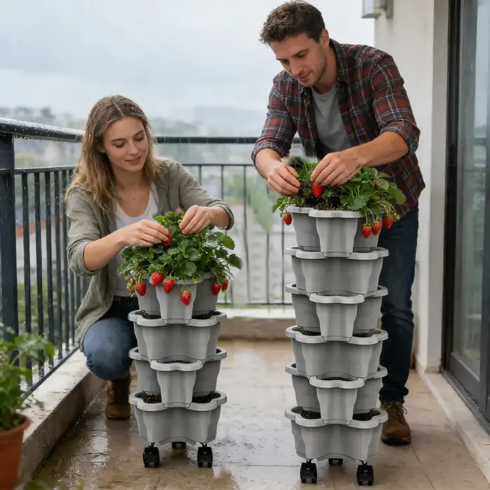 Tour à plantes à 6 niveaux avec roulettes