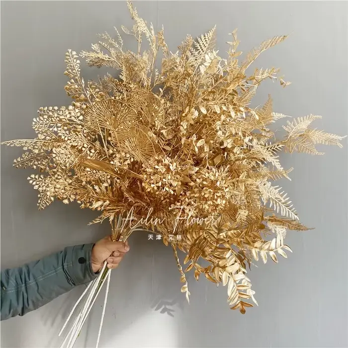Matériaux d'arrangement de fleurs artificielles série dorée