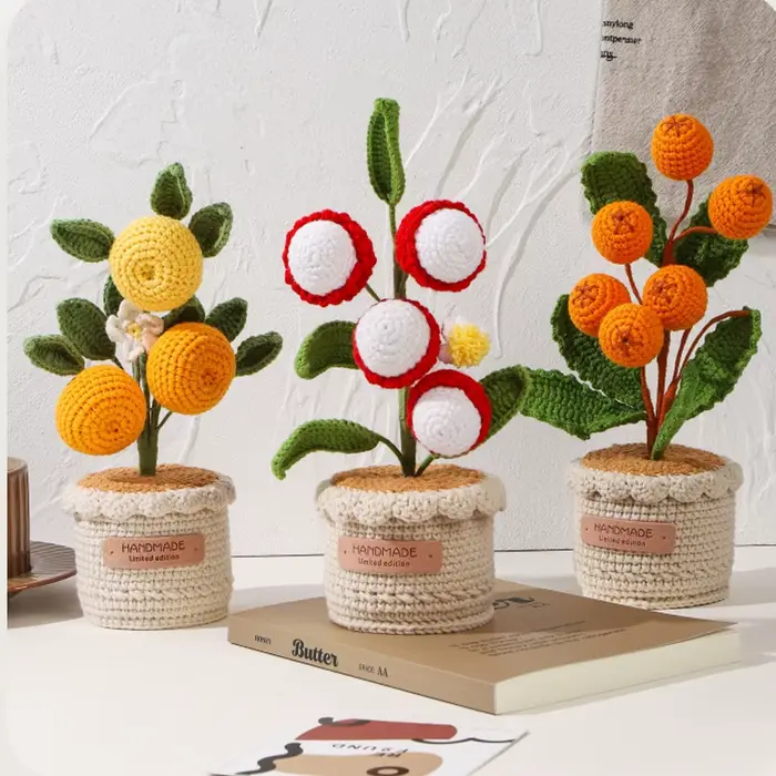 Pot de fleurs en crochet fait main
