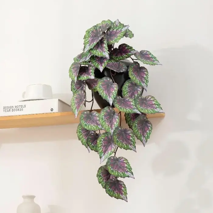 3 pièces de plantes vertes artificielles de type feuille de perilla