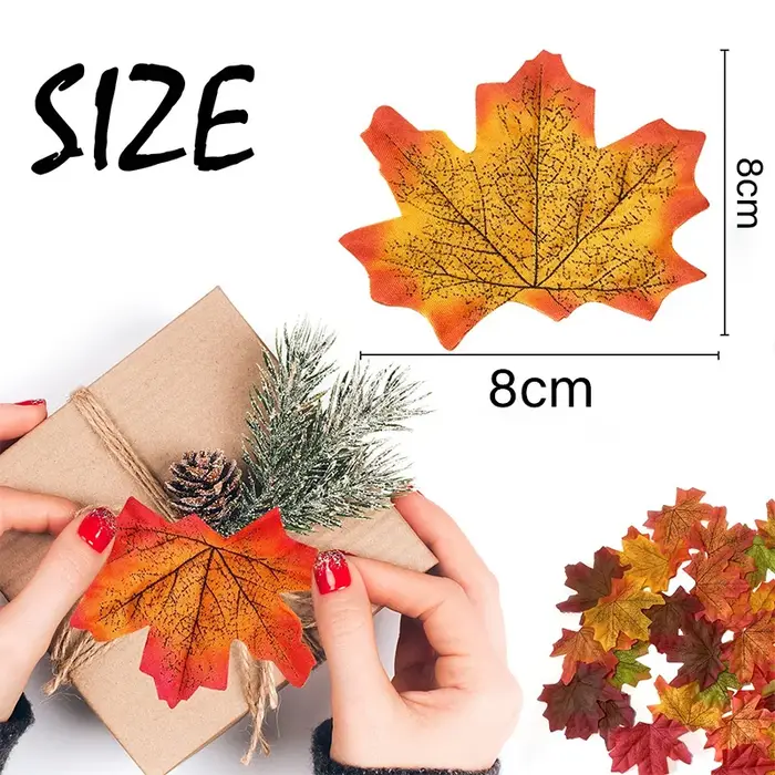 Feuilles d'érable artificielles, 200 pièces, fleurs d'automne pour Halloween, Thanksgiving, Festival de récolte, décorations de Table, feuille de décoration d'automne