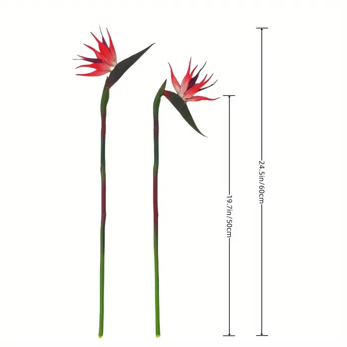3 fleurs artificielles d'oiseau de paradis en caoutchouc Strelitzia