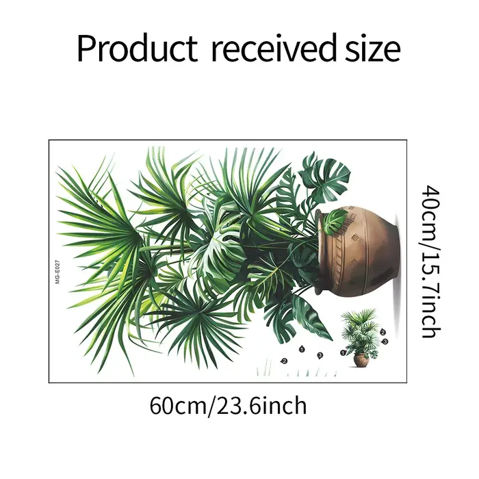 Autocollant mural plante verte en Pot, Simulation de Pot de fleur, pour chambre à coucher, salon, Fo