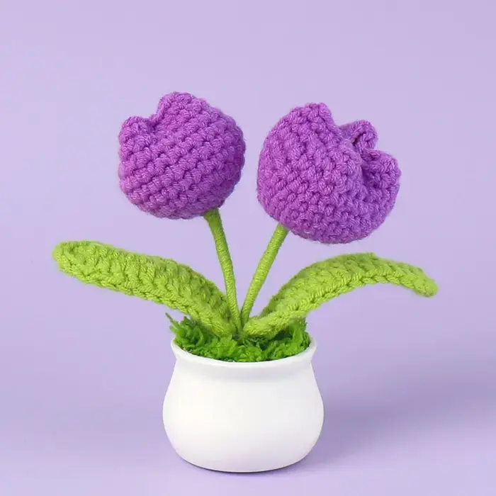 Tulipes Crochet fleur en pot Cerative fleurs tricotées à la main