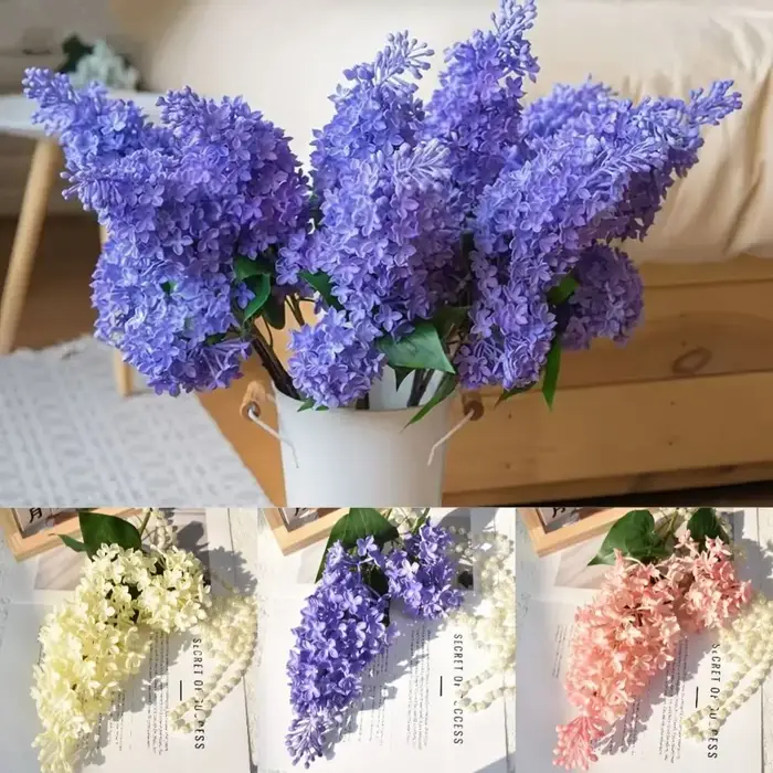 Fleur de lilas artificielle en silicone rose