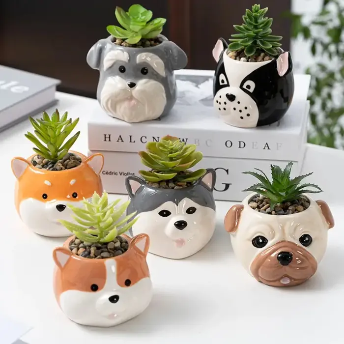 Pots de fleurs en céramique en forme d'animaux