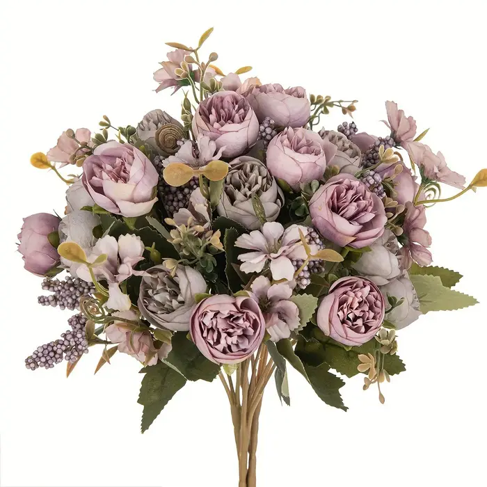 Fleurs artificielles en soie bourgeon de thé Rose couronne de pivoine saint valentin mariage Bouquet de mariée maison