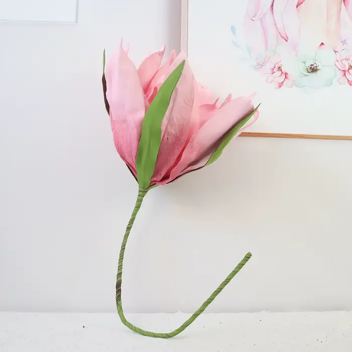 Grande fleur artificielle de magnolia PE rose