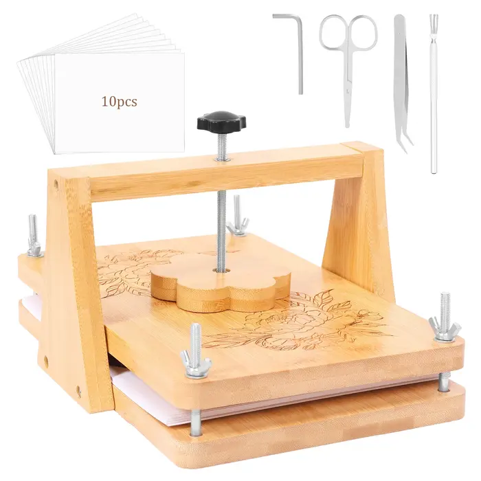 Kit de presse à fleurs grand format 11 x 7 pouces, kit de pressage de fleurs en bois DIY avec accessoires pour spécimens de plantes séchées, mariage, art DIY