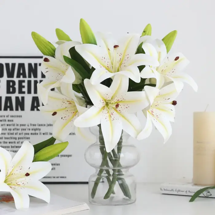 Fleur artificielle de lys de 38 cm pour bouquet de mariage