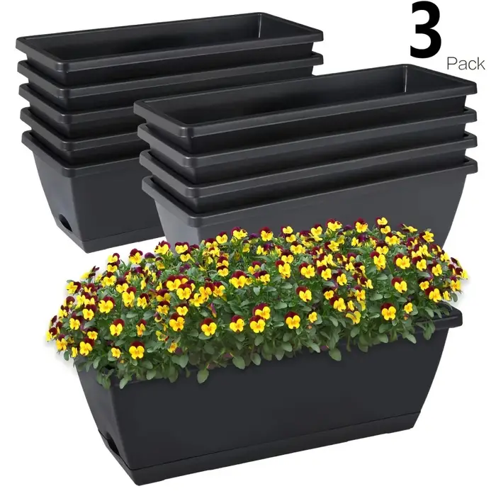 Lot de 3 jardinières rectangulaires pour fenêtre