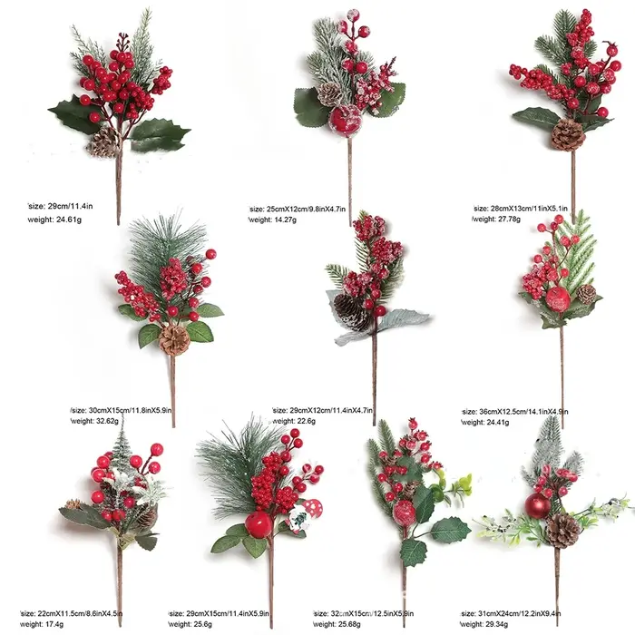 Branche de baies rouges artificielles