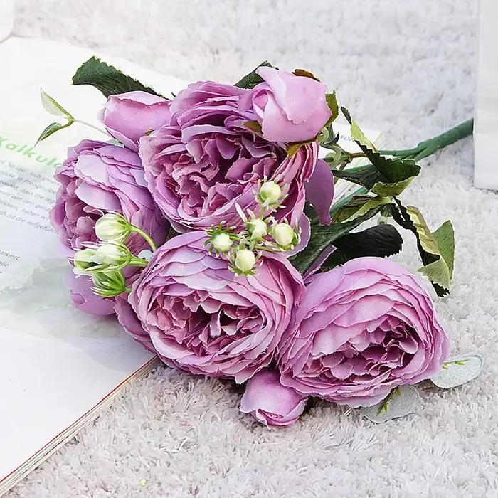 2024 belle Rose pivoine fleurs artificielles en soie petit bouquet flores maison fête printemps décoration de mariage fausse fleur