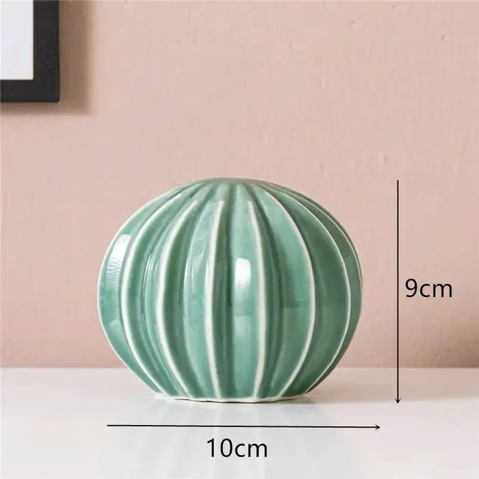Ornement en céramique vert cactus figue de Barbarie, style minimaliste nordique, artisanat artistiqu