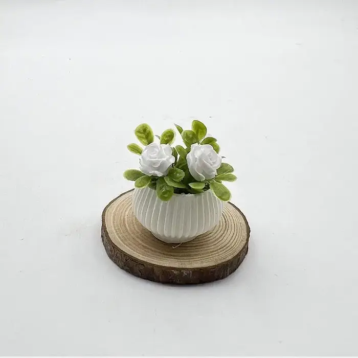 1 pièce - Décoration de scène de salon pour maison de poupée - Mini plante de rose en pot - Modèle d