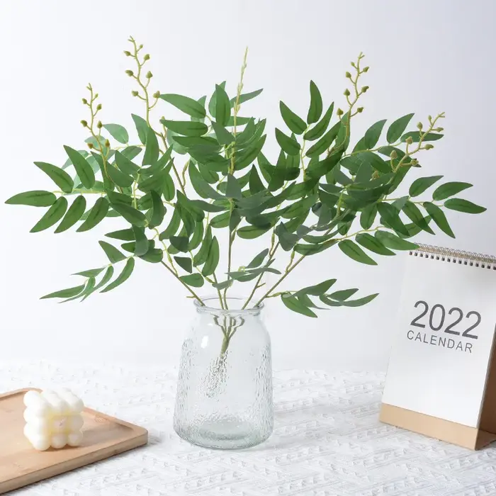 Silk Artificial Willow Bouquet Fake Green Leaves for Wedding Home Garden Vase Decoration Jungle Party DIY Plants Wreath