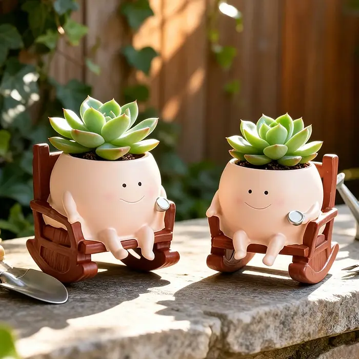 Pot de fleurs élégant en résine en forme de fantôme souriant