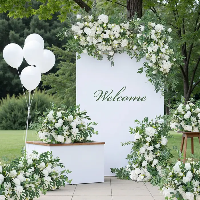Blanc bébé souffle verdure saule accrocher fleur rangée Table centres