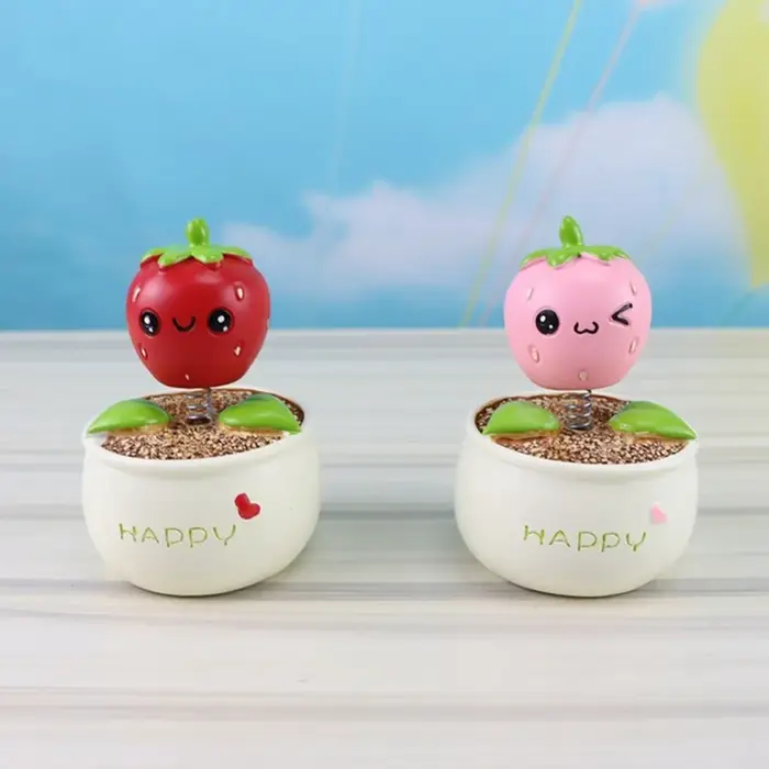 Pot de fleur de fraise en résine pour voiture