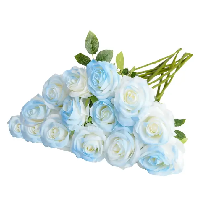 Fleurs artificielles bleu Rose saint valentin Brial Bouquet couronne de mariage maison chambre extér