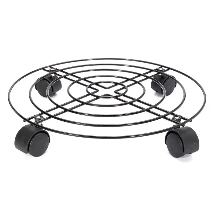 Plateau de Pot de plante de fleur rond en métal noir, 4 tailles, 4 roues, jardinière lourde, Pot de 
