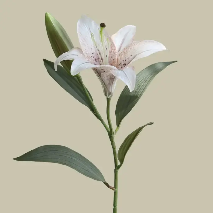 Fleurs Artificielles de Lys Blanc, 2 Têtes, Simulation de Branches pour Décoration de Maison, Jardin