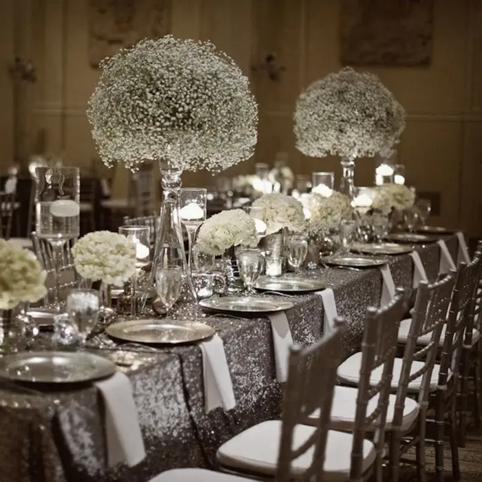 Boule de fleurs de gypsophile artificielle pour la décoration de scène de mariage