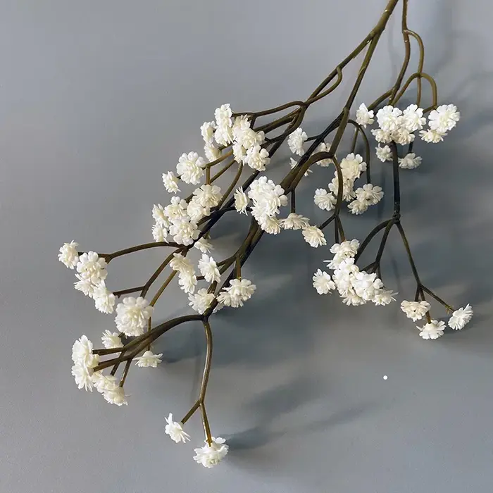 Fleur séchée Gypsophila de 62 cm de haute qualité, petite, couleur automne, toucher doux, en caoutch