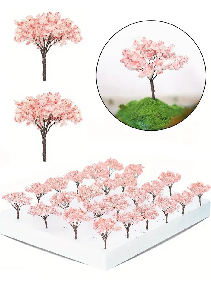10 pièces 6.5cm Miniature cerisier fleur arbre modèle hauteur 65mm plante Diorama Kits bricolage Table de sable HO chemin de fer scène aménagement accessoires