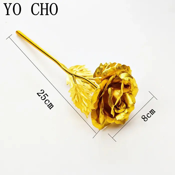 Galaxie Rose éternelle 24K or fleur feuille plastique Roses artificielles saint valentin cadeau beau