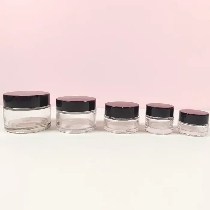 Mini pots de crèmes ronds en verre ambre, 5 pièces, 5g-100g, avec doublures intérieures et couvercle
