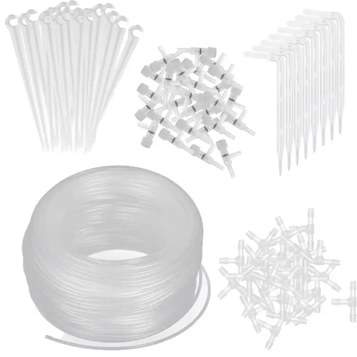 Kit d'irrigation par Micro goutte-à-goutte Transparent, 1/4 pouces, régulateur de flèche courbé, con