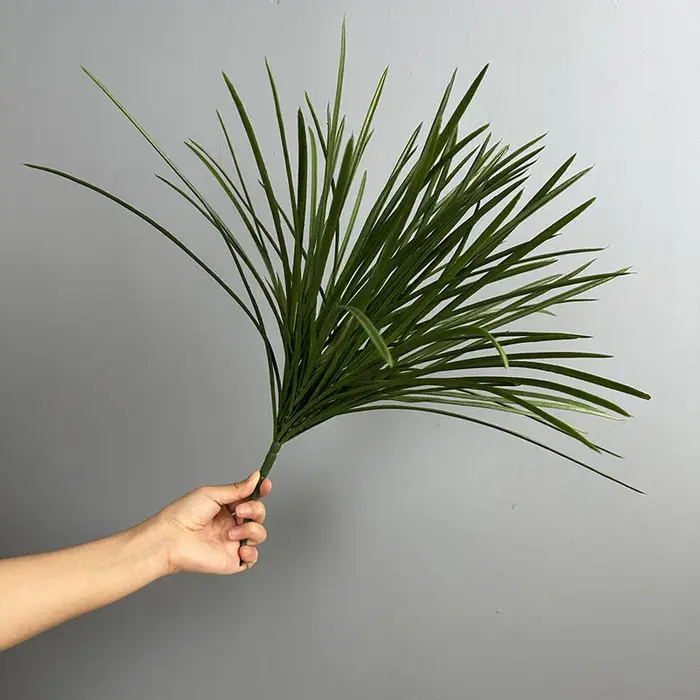 4 pièces de plantes artificielles en plastique, feuilles d'orchidée, fausse herbe, décoration de sal
