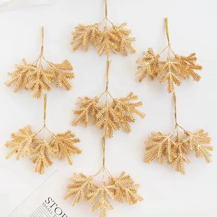 Plantes artificielles doré faux branches avec gel arbre de noël accessoire maison vase charges mariage décor scrapbook centres