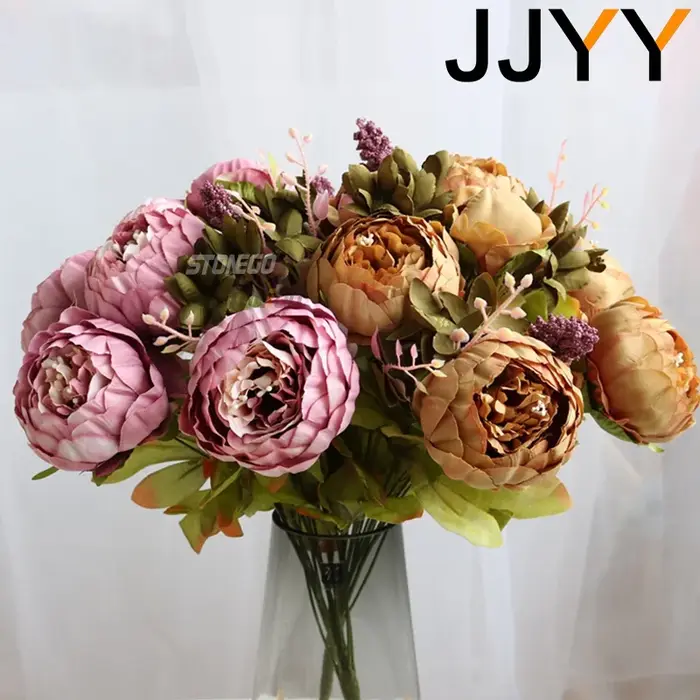 JJYY Bouquet de fleurs artificielles 13 têtes