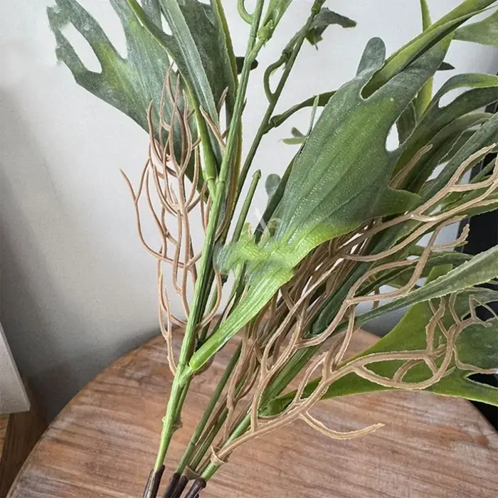 Plante artificielle réaliste, feuille de bois de cerf, pour maison, bureau, hôtel, Vase de bureau, décoration extérieure de sol de jardin
