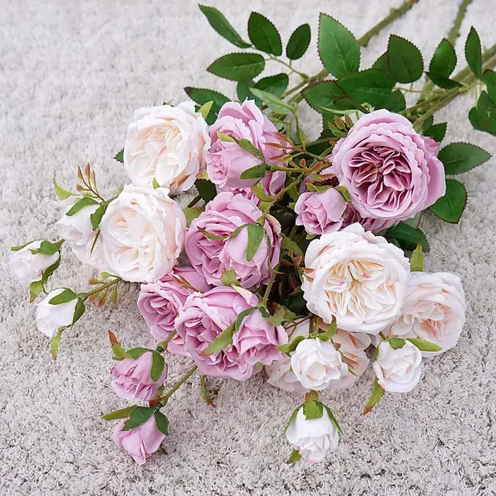 Branches de roses artificielles en soie