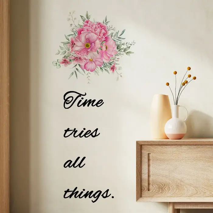 Autocollant mural avec citations inspirantes de fleurs, papier peint de décoration de fond de chambr