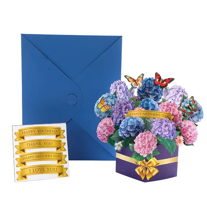 Carte de vœux à fleurs pop-up 3D multi-styles pour la fête des mères