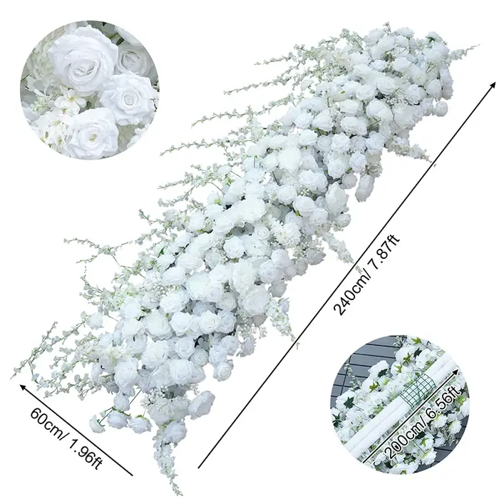 A8873 blanc Delphinium suspendu glycine florale arrangements artificiels toile de fond de mariage décoration fleur arc pour la cérémonie