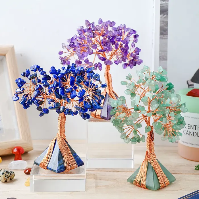 Arbre d'argent en Quartz Rose naturel