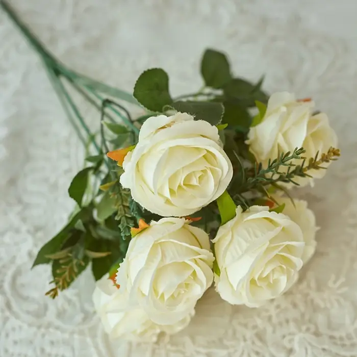 Bouquet de fleurs artificielles en soie Rose 30cm