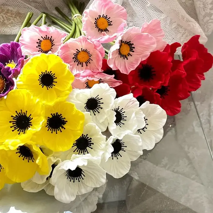 Mini Fleur Artificielle de Coquelicot en PU