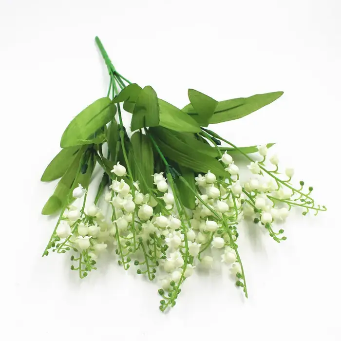 7 branches blanches artificielles muguet fleur cadeau soie fausse fleur Lily Bouquet pour la maison