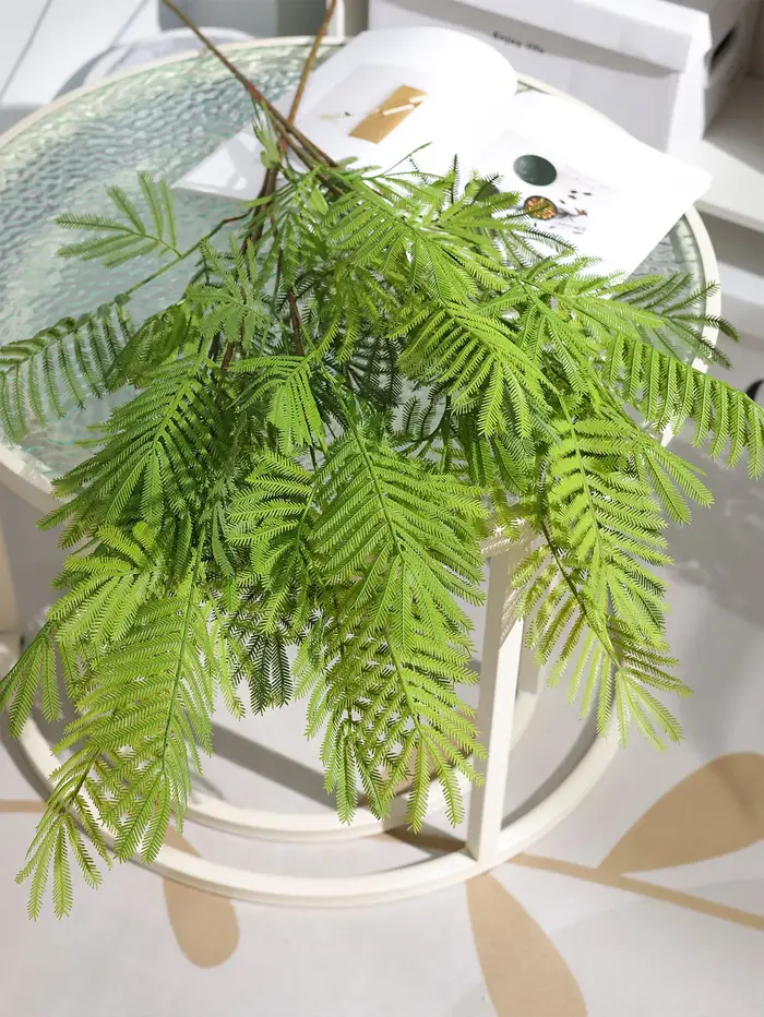 1 pièce, fleur artificielle plante verte Mimosa herbe feuilles de Silicone, décoration de mariage Studio aménagement paysager hôtel fleur Art décor doux