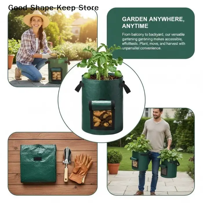 Sac de plantation dailyGarden, avec poignées, 3/5/7/10 gallons, outils de jardin de haute qualité, sac de plantation en PE pour légumes, tomates, pommes de terre, fleurs