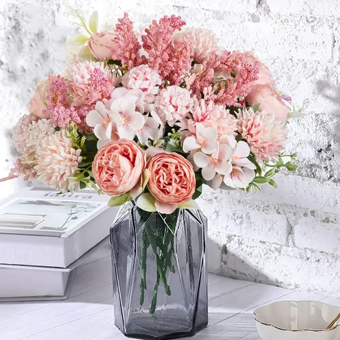 Fleurs artificielles brodées boules pivoines couronne de mariage maison chambre Table jardin extérieur décor