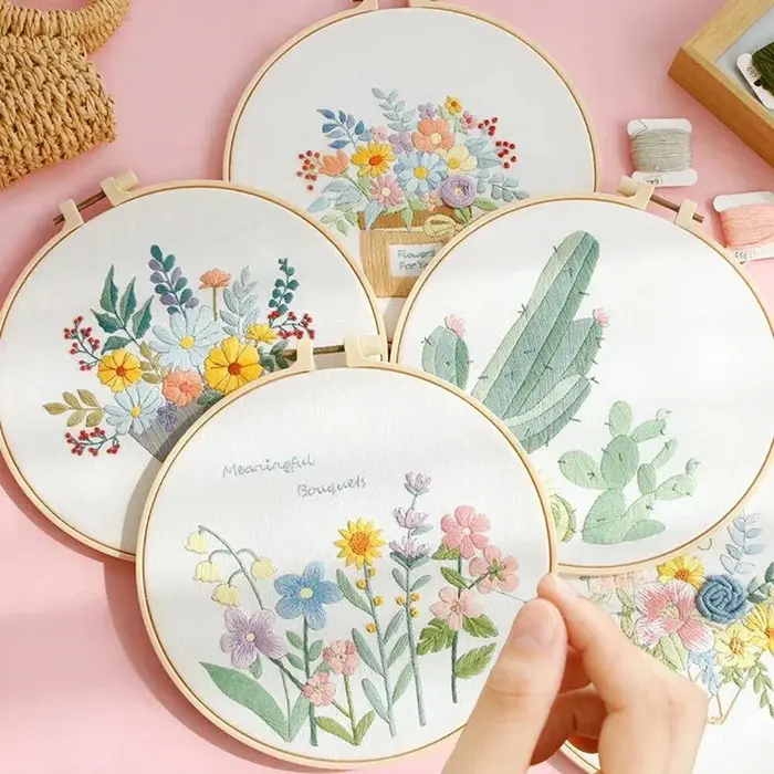 Kit de démarrage de fleurs, croix pour débutant, plante, couture, peinture artisanale, décoration de maison, ensemble de broderie, cadeaux faits à la main
