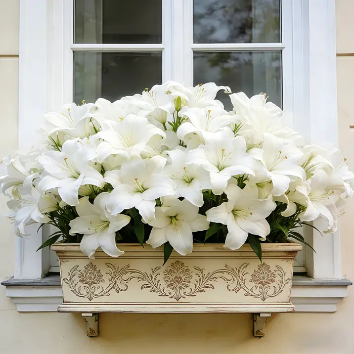 36 grands lys artificiels blancs - Fleurs au toucher réaliste