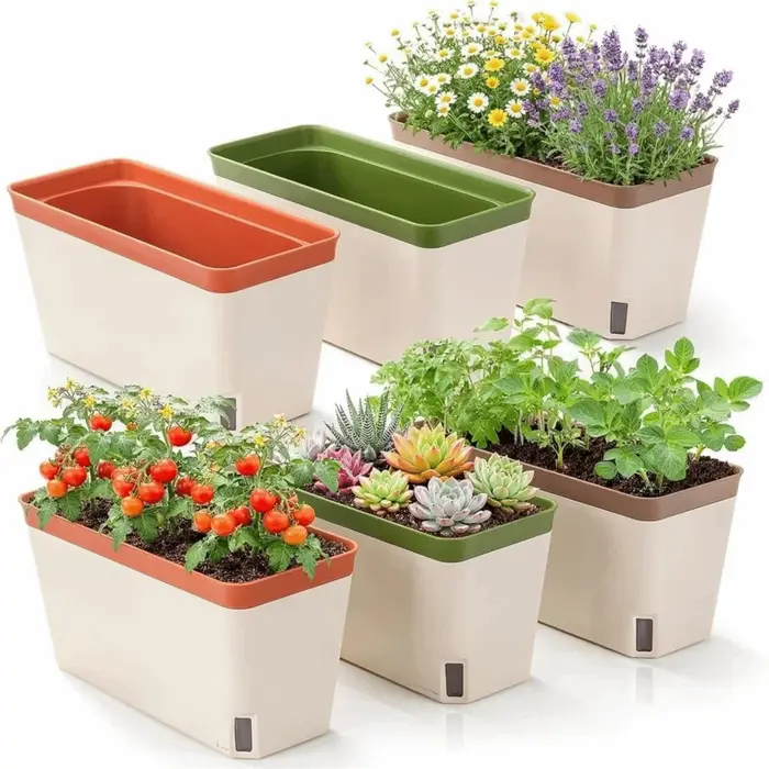 Pots de fleurs modernes à arrosage automatique, décoratifs, avec fenêtre de visualisation du niveau d'eau, pour plantes d'intérieur, herbes aromatiques et plantes succulentes.